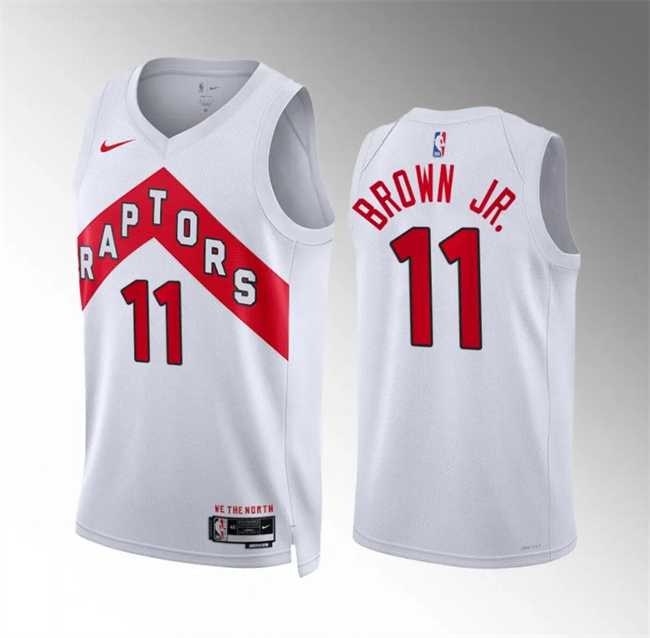 Men's Toronto Raptors #11 Bruce Brown Jr White Association Edition Stitched Basketball Jersey Dzhi
